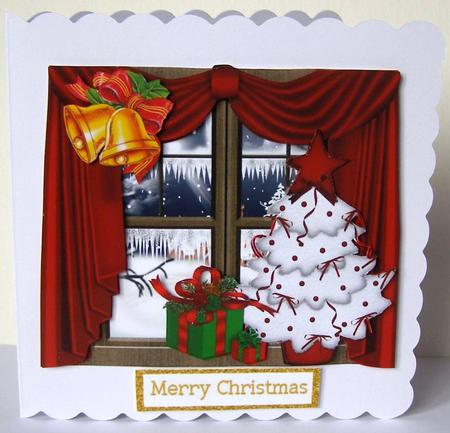 Christmas Window with Snow and Christmas Tree by Margaret McCartney