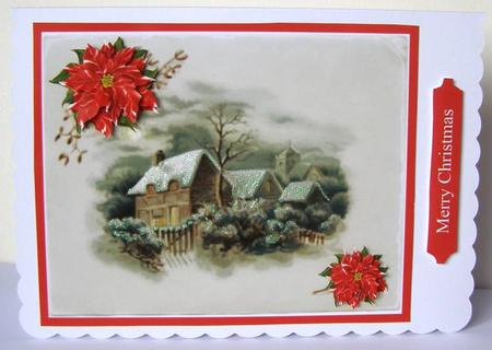 Winter Cottage Poinsettia Topper & Decoupage by Margaret McCartney