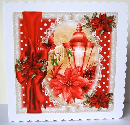 Beautiful Red Poinsettia Lantern Topper by Margaret McCartney