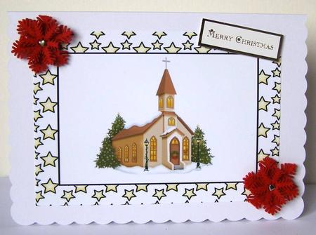 Church in the Snow with Bells in Star Frame A5 Insert by Margaret McCartney