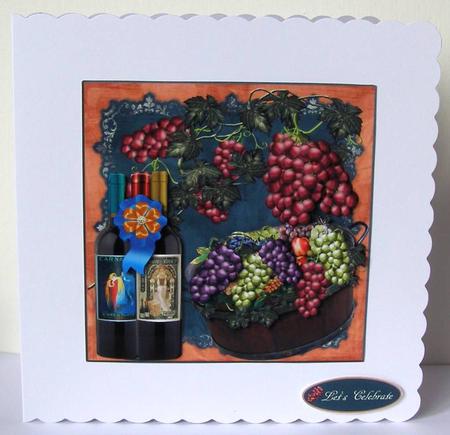 Ribbon Wine and Fruit with Decoupage by Margaret McCartney