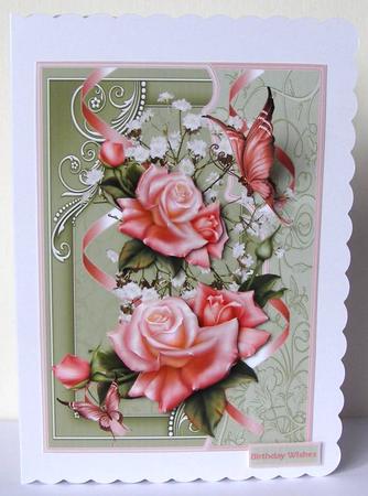 Edwardian Rose A5 Card with Decoupage by Margaret McCartney