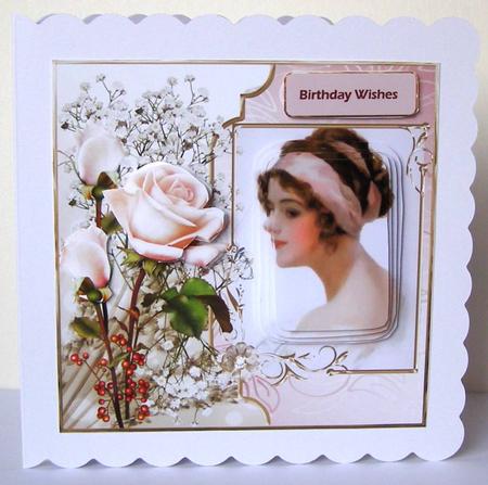Berry Rose Beauty Card with Decoupage by Margaret McCartney