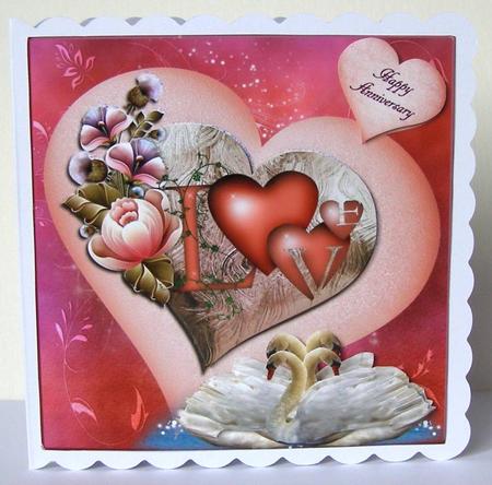 Pink Heart and Swan Love Topper with Decoupage by Margaret McCartney