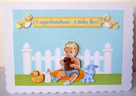 New Baby Boy Garden Topper & Decoupage by Margaret McCartney