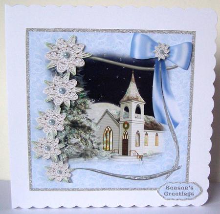 Silent Night 7 x 7 Card Front - Blue by Margaret McCartney