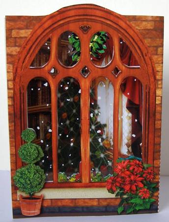 Through the Christmas Window Triangle 3D Card by Margaret McCartney