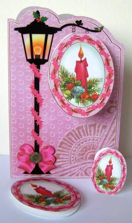 Cerise Candle 3D Opening Sign Card Mini Kit by Margaret McCartney