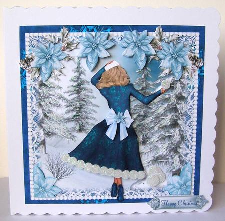 Retro Style Snowball Fun Card Front Kit by Margaret McCartney