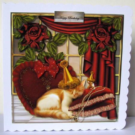 Cat with Party Hat by Margaret McCartney