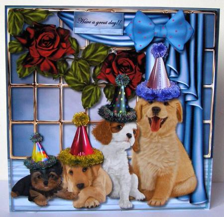 Puppys with Party Hats by Margaret McCartney