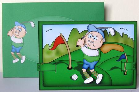 3D Golf Man Animated Moveable Decoupage Card Kit by Margaret McCartney