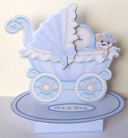Oval Base Pop Up Card - New Baby Boy by Margaret McCartney