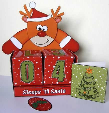 3D Rudolph Sleeps 'til Santa Countdown Cube Set 3D Decoupage by Margaret McCartney
