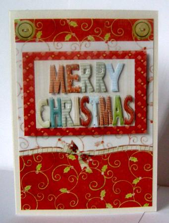 Patchwork Merry Christmas Decoupage Card by Margaret McCartney