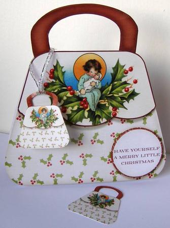 Handbag Card with Envelope Christmas by Margaret McCartney