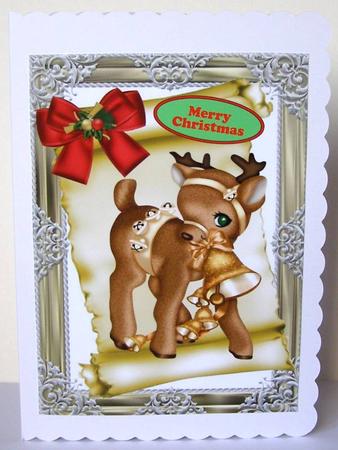Little Reindeer on a Scroll A4 by Margaret McCartney