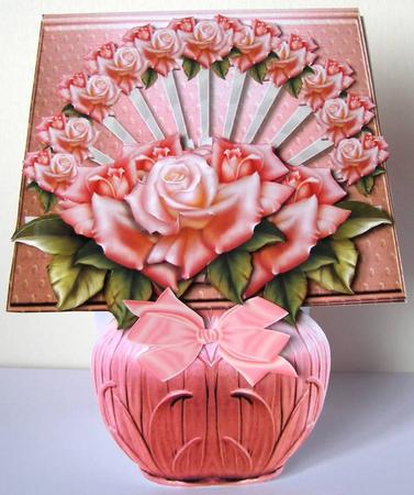 Flowerlamp Pink Roses Fan by Margaret McCartney