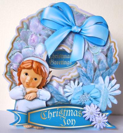 Shaped Card Mini-kit - Baby Blue Christmas Angel by Margaret McCartney