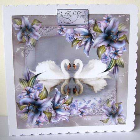 Beautiful Swans & Lilies - Square + Greetings by Margaret McCartney