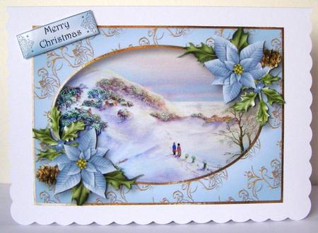 Watercolour Snowy Walk & Blue Poinsettias by Margaret McCartney