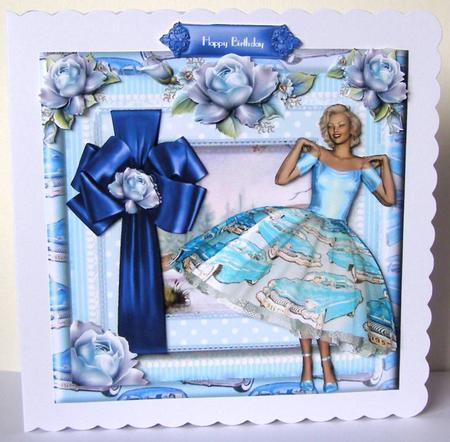 Beautiful Retro Rose Blue Card Front Kit by Margaret McCartney