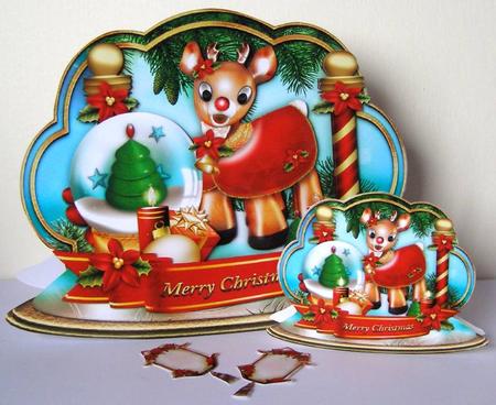 Cute Reindeer Christmas Card for Kids by Margaret McCartney