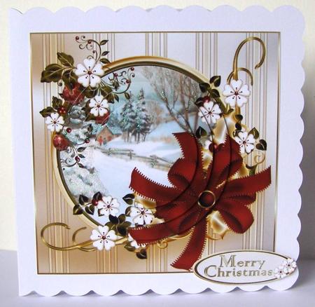 Cranberry and Gold Christmas Pyramid by Margaret McCartney