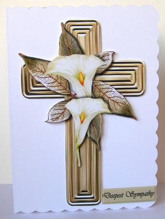 Sympathy Cross & Arum Flowers by Margaret McCartney