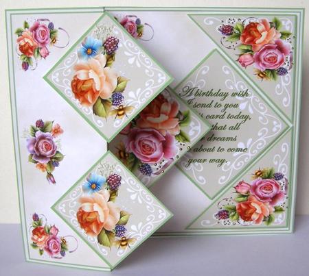 Fold Back Pop-up - English Roses by Margaret McCartney