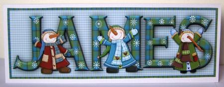 Snowman Fun James Large Dl Name Card by Margaret McCartney