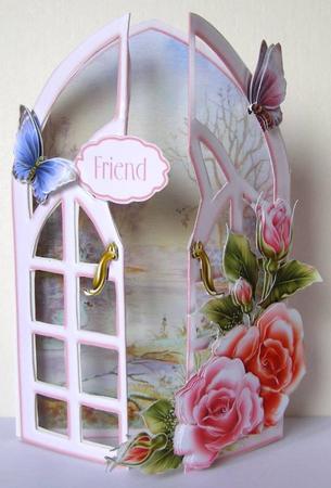 Gothic Window A5 Gatefold Mini-kit - Morning Roses by Margaret McCartney