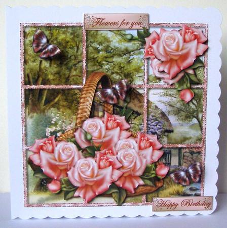 Window Basket & Pink Roses Mini Kit by Margaret McCartney