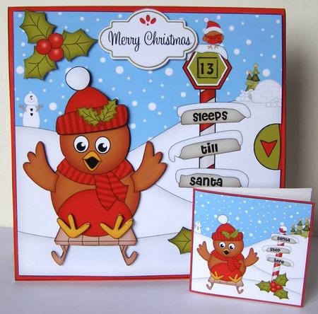 3D Xmas Cute Little Robin Sleeps Till Santa Animated Card by Margaret McCartney