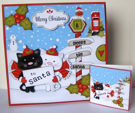 3D Xmas Cute Little Cats Sleeps Till Santa Animated Card by Margaret McCartney