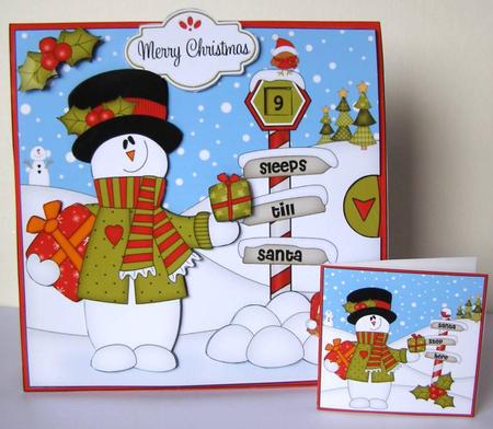 3D Xmas Snowman Sleeps Till Santa Animated Card by Margaret McCartney