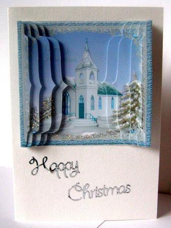 Church View Blue Double Side Stacker Card Front by Margaret McCartney