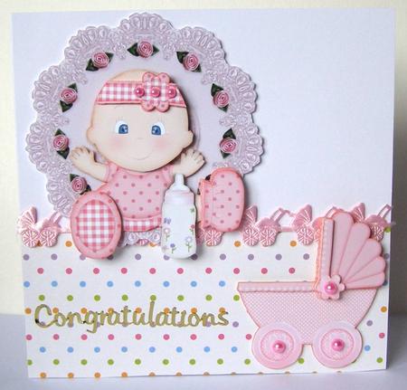 Decoupage for Baby Girl Book Style Card Topper by Margaret McCartney