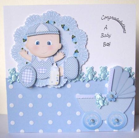 Baby Boy Decoupage for Book Style Topper/card Front by Margaret McCartney