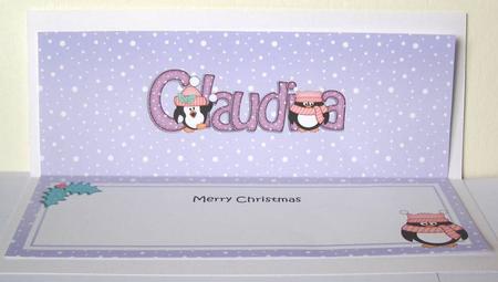 Large Dl Xmas Claudia Penguins Matching Insert by Margaret McCartney