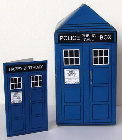 3D Police Box Rubber Band Pop Up Card by Margaret McCartney