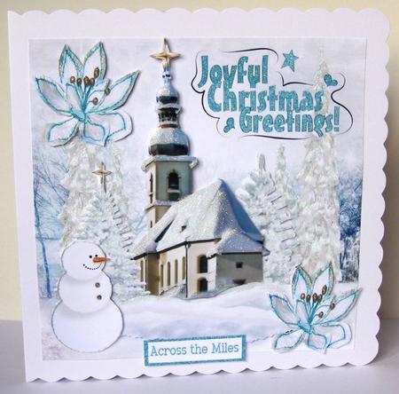 Winter White Snow Scene of Church with Trees 8x8 Mini Kit by Margaret McCartney