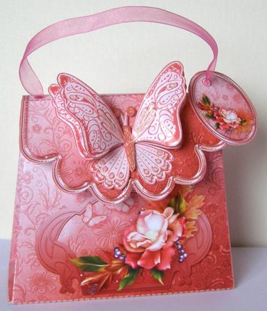 Handbag Gift Box Autumnal Roses and Butterflies by Margaret McCartney