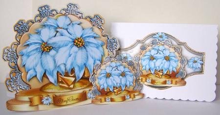 Soft Blue Poinsettias Card by Margaret McCartney