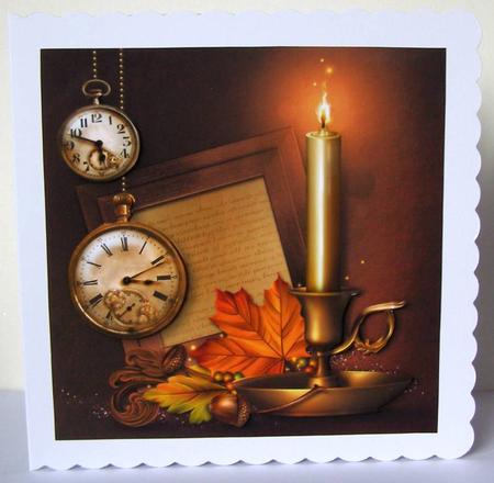 Autumnal Male Topper - Watches & Candle by Margaret McCartney