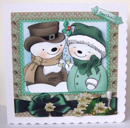 The Lovely Snowman Couple Card Front Kit by Margaret McCartney