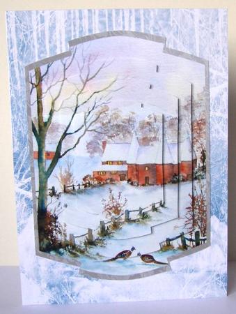 Snowy Oast Houses Shaped Pyramid Topper by Margaret McCartney