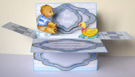Baby Boy's Birthday - Pop-up Box Card Kit with Envelope by Margaret McCartney