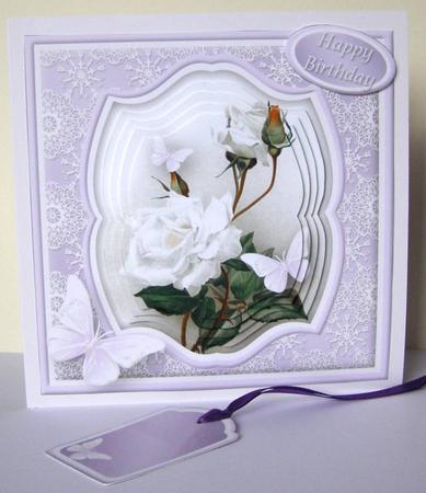 Vintage White Rose Framed Pyramid Card Mini Kit by Margaret McCartney