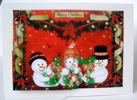 Christmas Swag Snowmen Scalloped Edge Corner Stacker by Margaret McCartney